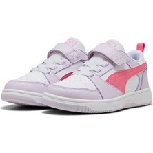 Puma Rebound V6 Lo Ac+ Ps-Lilac Frost-Magic Rose-White Çocuk Ayakkabı-Beyaz Lila