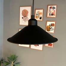 Bamyum Benjamin Siyah Metal Avize Siyah Yarım Lale Başlık Rustik Cafe Mutfak Modern Dekoratif Sarkıt