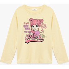 Koton Pamuklu Uzun Kollu Bisiklet Yaka Anime Baskılı Tişört