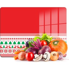 Decovetro Cam Kesme Tahtası ve Sunumluk Ekose Dokuma Yılbaşı Desenli 30X40 cm