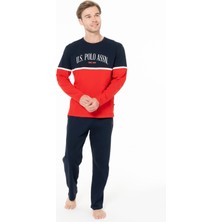 U.S. Polo Assn. Erkek Bisiklet Yaka Uzun Kollu Pijama Takımı S26952 Rahat Kumaş Cepli