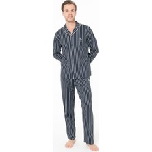 U.S. Polo Assn. Erkek Önden Düğmeli Uzun Kollu Pijama Takımı S26993 Cepli