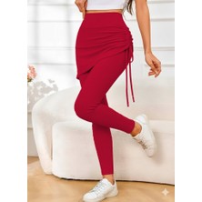 Gökyüzü Moda Kadın Yüksek Bel Yandan Büzgülü Alttan Uzun Kaşkorse Tayt Etek