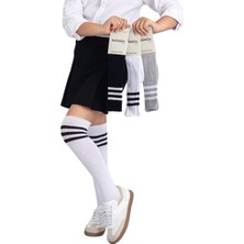 Katamino Kız Çocuk Dizaltı Çorap  3 Çift Beyaz-Gri-Siyah