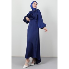 Giza Store Kuyruklu Degaje Elbise Gece Mavi