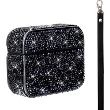 Gpack Airpods Pro 2 Uyumlu Kulaklık Kılıfı Bilek Askı Aparatlı Simli Airbag 45 Siyah