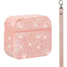 Gpack Airpods Pro 2 Uyumlu Kulaklık Kılıfı Bilek Askı Aparatlı Simli Airbag 45 Pembe