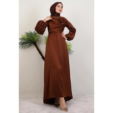 Giza Store Kuyruklu Degaje Elbise Kahve