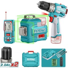 Total TOSLI250101E Avantaj 3'lü Set Darbeli Matkap 16V Kablosuz 3D Lazer 100 Metre Hizalama Ölçme