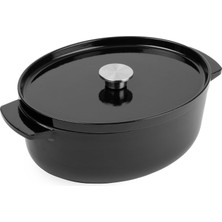 Kitchenaid Cast Iron 30 Cm/5,6 L Oval Kapaklı Tencere, Kaliteli, Sağlam ve Uzun Ömürlü, Kızartma, Kı