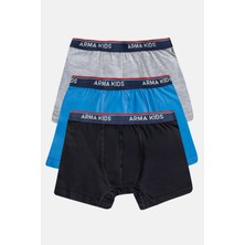 Arma Yıldız Erkek Çocuk Boxer Düz Desenli 3'lü Paket Renkli Pamuklu ve Likralı Esnek Kumaş