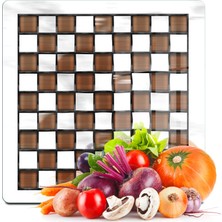 Decovetro Cam Kesme Tahtası ve Sunumluk Kare Mackenzie Coffee White 30X30 cm