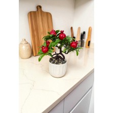 Safestore Beyaz Saksıda Çakıl Taşlı Yapay Nar Ağacı