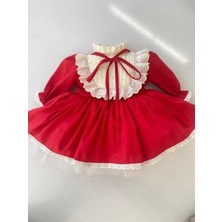 Kırmızı Inci Vintage Kız Bebek Elbisesi, Doğum Günü Elbisesi, Fotoğraf Çekim Elbisesi,