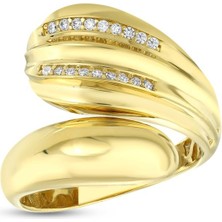 Assos Pırlanta Altın Taşlı Tasarım Yüzük - 14K