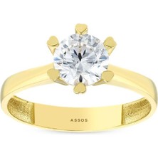 Assos Pırlanta Altın Tektaş Yüzük - 14K