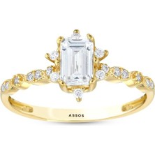 Assos Pırlanta Altın Baget Taşlı Yüzük - 14K