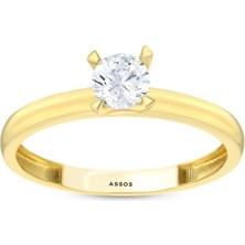 Assos Pırlanta Altın Tektaş Yüzük - 14K