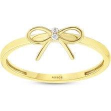 Assos Pırlanta Altın Taşlı Kurdele Yüzük - 14K