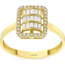 Assos Pırlanta Baget Taşlı Altın Yüzük - 14K