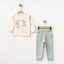 Kiraz Nakışlı Iki Iplik Alt Üst Takım - SD-2261-MINT Yeşili-18 - 24 Ay Mint Yeşili