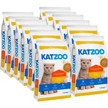 Katzoo Yavru Kedi Kuru Mama 1.5 Kg x 12 | Tavuklu | Ekonomik Çoklu Paket