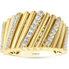 Assos Pırlanta Taşlı Tasarım Altın Yüzük - 14K