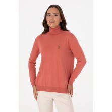 U.S. Polo Assn. Kadın Kiremit Balıkçı Yaka Basic Kazak 50313621-VR026