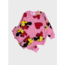 Aliş Kids Kız Çocuk Pamuklu Pembe Kalp Desenli Uzun Kollu Mevsimlik Pijama Takımı