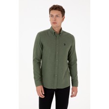 U.S. Polo Assn. Erkek Haki Uzun Kollu Basic Gömlek 50316721-VR027