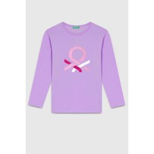 United Colors Of Benetton Kız Çocuk  BNT-G23331 Uzun Kollu Tshirt Lila