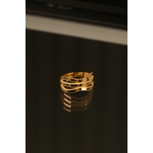 ÇGK KUYUMCULUK  3 Sıra Zikzak Model Ajda Altın Yüzük ÇGKY0081