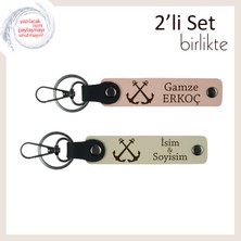 Miawiki Gemici Ruhunu Taşıyanlara Uygun Hediye, Çapa Temalı 2’li Deri Anahtarlık Set, Yavru Ağzı-Sütlü Kahve