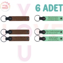 Miawiki A Kahve & Yeşil, Doğum Günü Sürprizi Için Hazırlanan, 6'lı Set, Kişiye Özel Isimli Deri Anahtarlık