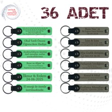 Miawiki F Yeşili & Kül Gri, Aile Tatillerine Anlamlı Katkı, 36’lı Set, Isim Yazılabilir Deri Anahtarlık