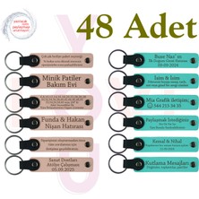 Miawiki Pudra & Turkuaz, 48’li Set, Mesajlı Deri Hatıra Anahtarlık, Voleybol Takımına Teşekkür Hediyesi