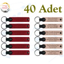 Miawiki Kırmızı & Pudra, 40’li Set, Isimli Anlamlı Deri Anahtarlık, Baby Shower Davetlilerine Anlamlı Anı