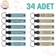 Miawiki Gök Mavi & Sütlü Kahve, 34’lü Set, Kişisel Mesajlı Deri Anahtarlık, Aile Kutlamalarına Özel Sürpriz