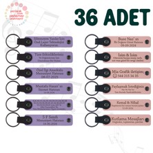 Miawiki M Menekşe & Y Ağzı, 36’lı Set, Isim Yazılabilir Deri Anahtarlık, Aile Pikniklerine Küçük Armağan