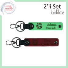 Miawiki Aslan Temalı Güçlü Hatıra, Sevgiliye Kişisel Yazılabilir Deri Set, Fıstık Yeşil-Bordo