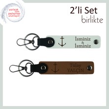 Miawiki Gemi Figürlü Sevgiliye Verilecek Anlamlı Armağan, Deniz Temalı Kişisel Deri Set, Beyaz-Açık Kahve