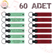 Miawiki Yeşil & Kırmızı, Yardım Kampanyalarına Katkı Hediyesi, 60’lı Set, Kişiye Özgü Yazılı Deri Anahtarlık