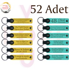 Miawiki Sarı & Turkuaz, Doğum Günü Hatıralarına Özel Tasarım, 52'li Set, Tarihli Kişisel Deri Anahtarlık