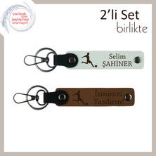 Miawiki Futbol Figürlü Kalıcı Hatıra, Sevgiliye Özel Yazı Eklenebilir Isimli Anahtarlık, Beyaz-Açık Kahve