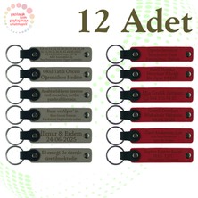 Miawiki Kül Gri & Kırmızı, 12’li Set, Isim ve Mesaj Yazılı Deri Hatıra, Bebek Partilerine Sürpriz