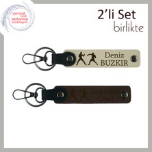 Miawiki Hız ve Refleksle Dövüşenlere, Kombinasyon Odaklı, Isme Özel Deri Anahtarlık, Sütlü Kahve-Koyu Kahve