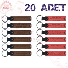 Miawiki A Kahve & Nar Çiçeği, Görsel Sanatlar Kursuna Özel Anı 20’li Set, Kişiye Özel Yazılı Deri Anahtarlık