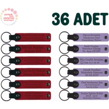 Miawiki Kırmızı & Mor Menekşe, 36’lı Set, Isim Yazılan Anahtarlık, Nişan Törenine Katılanlara Özel Sürpriz