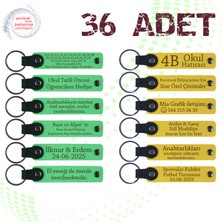 Miawiki Fıstık Yeşili & Sarı, Aile Tatillerine Küçük Hediye, 36’li Set, Isim Yazılabilir Deri Anahtarlık