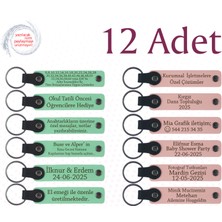 Miawiki Yeşil & Yavru Ağzı, Bebek Doğum Gününe Küçük Armağan, 12’li Set, Kişiye Özgü Yazılı Deri Hatıra